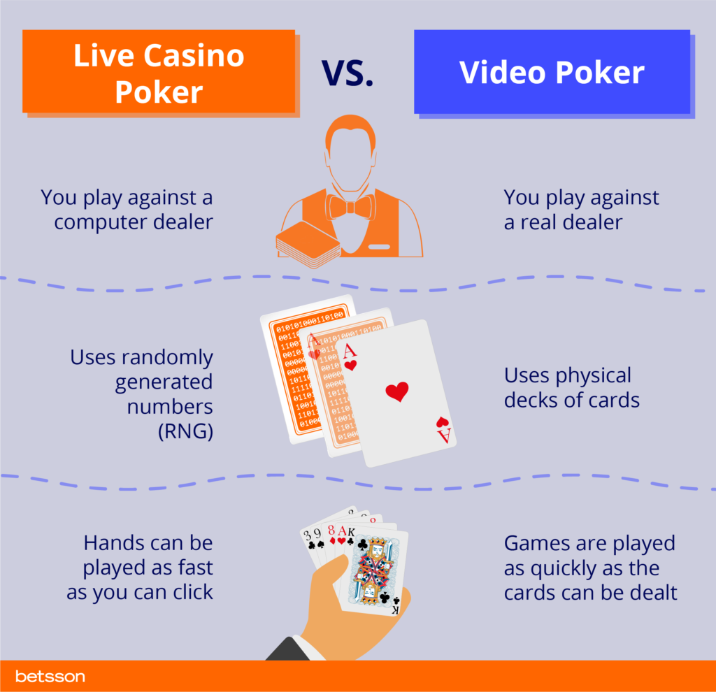 live casino poker vs video poker